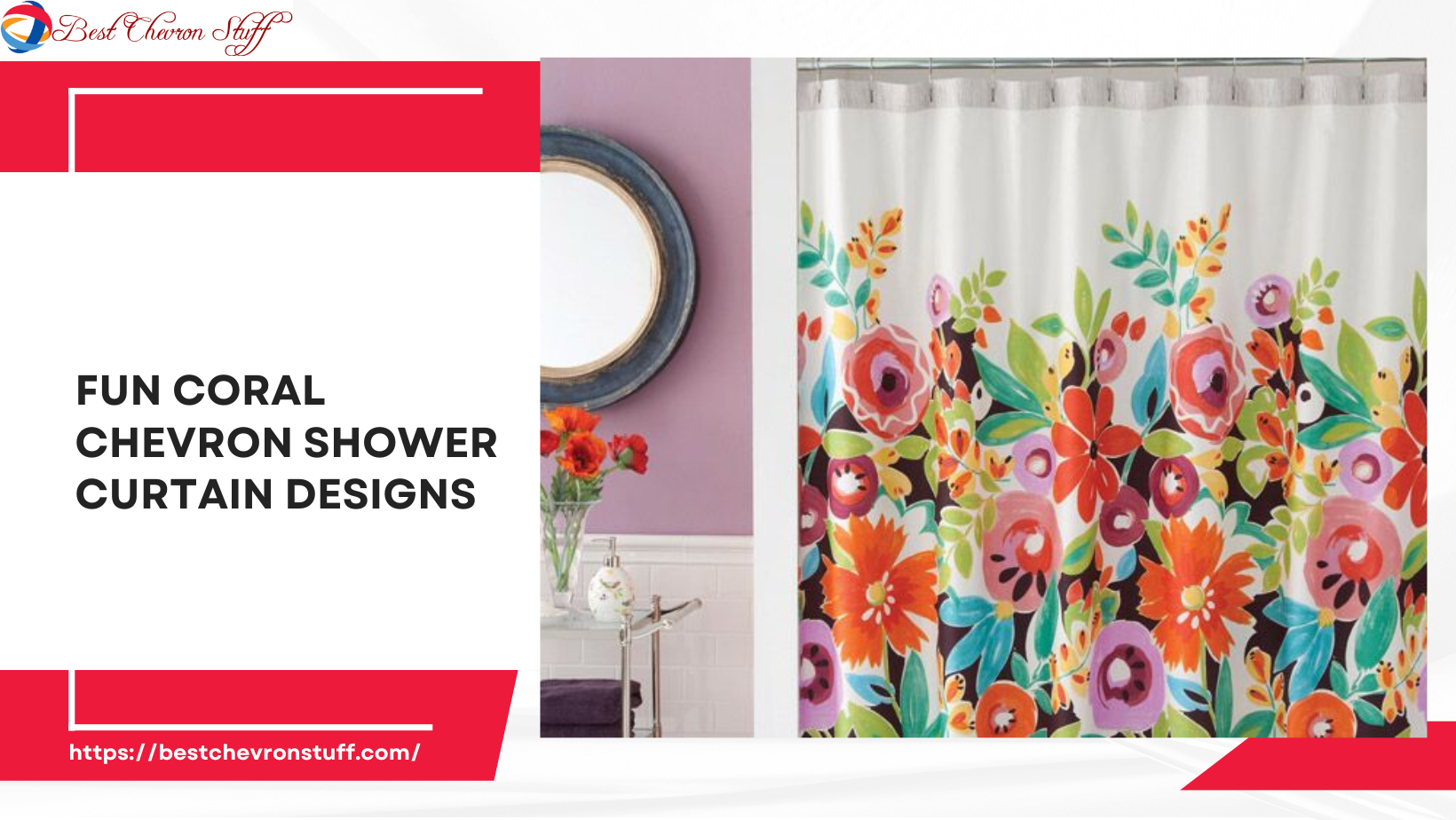Fun Coral Chevron Shower Curtain Designs