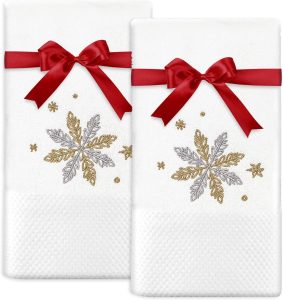 HomeXmas Snowflake Embroidered Hand Towels