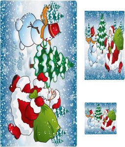 Cartoon Santa and Snowman Towels by East West